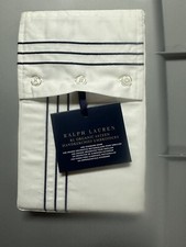 185 Ralph Lauren Home White Organic Handkerchief Embroidery Standard Sham 28x20