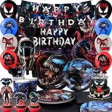 113 Pcs Venom Party Supplies Venom Birthday Party Decorations Balloons Plates