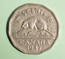 1947ML - Canada 5 Cent - Nickel - Circulated - Nice Coin Album Collectable