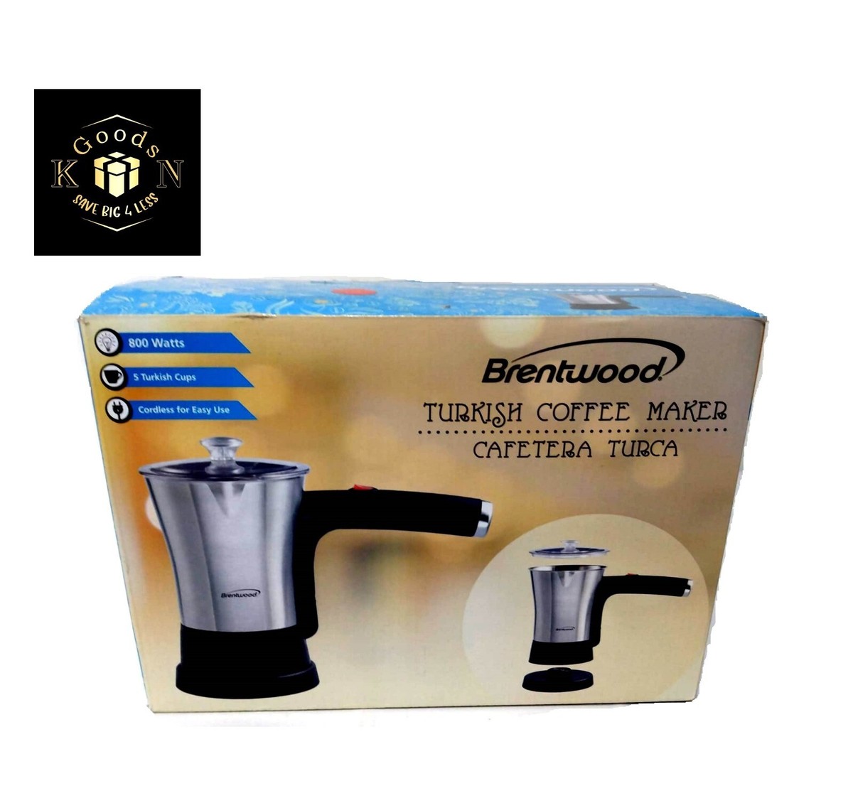 Brentwood TS-117S Stainless Steel TurkishGreek Coffee Maker, 6.76 oz - NEW