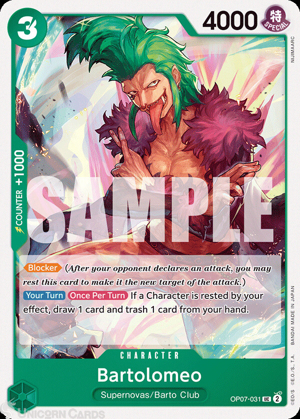 OP07-031 Bartolomeo : Uncommon  English One Piece TCG Card : OP07: 500 Years in