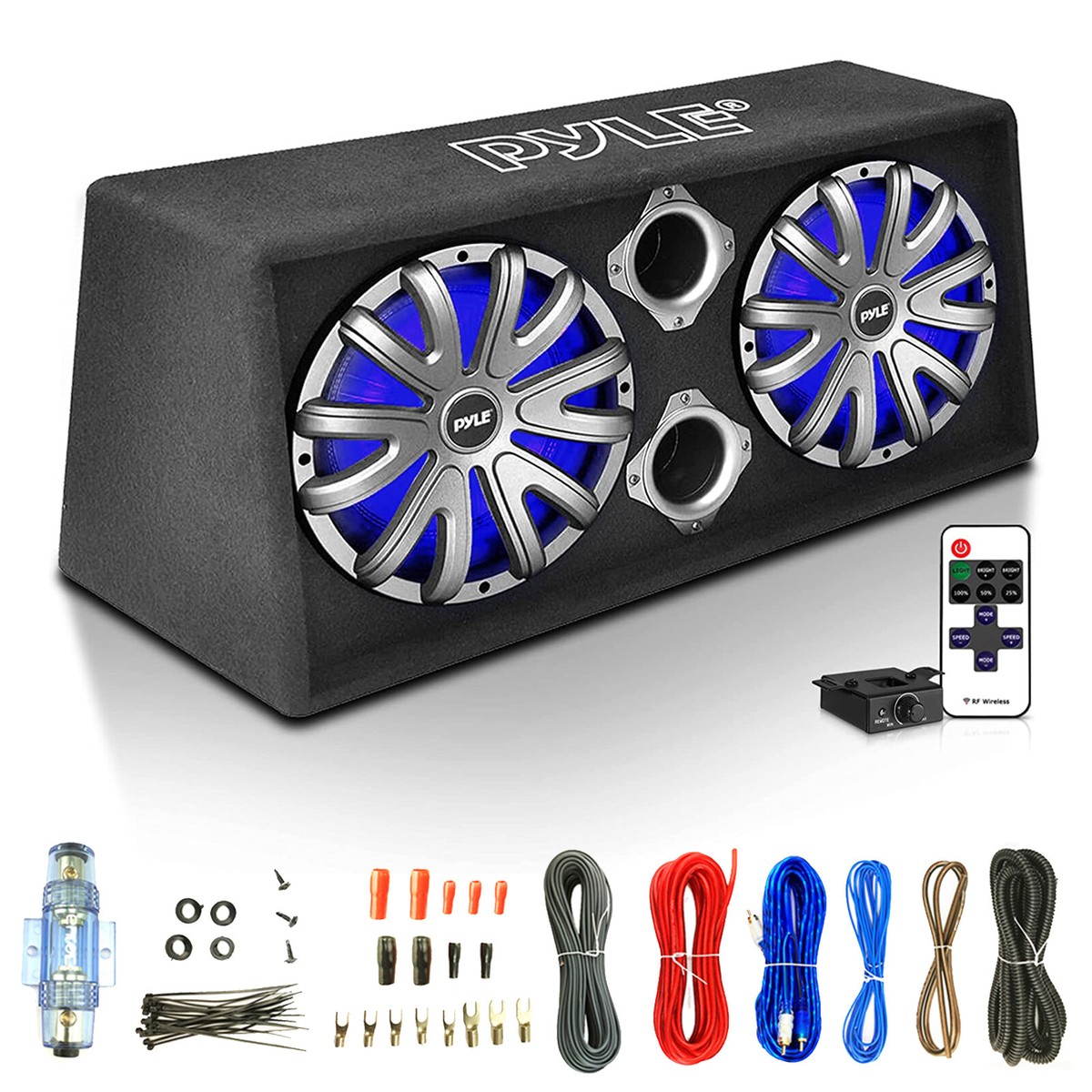 Pyle 10 Inch Sub And Amp Pyle PLBAS102LE 10'' Dual Bass Box 2x500