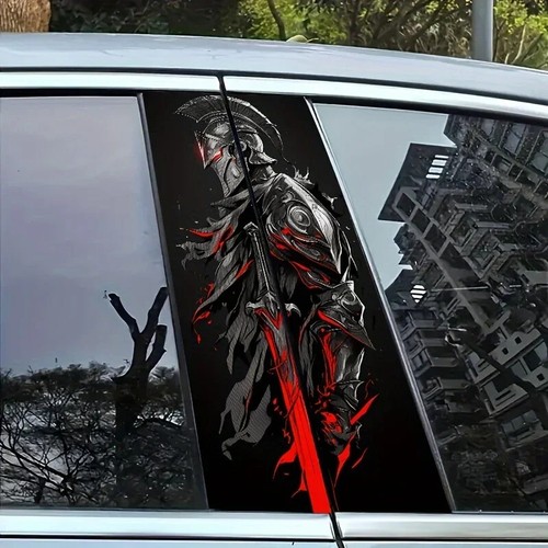Premium 2Pc Spartan Warrior Badass PVC B-Pillar Stickers-Waterproof & No Scratch - Picture 3 of 8