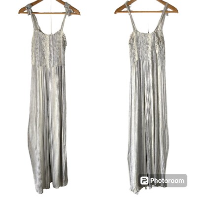 JAPNA Blue/White Stripe Smocked Bodice Jumpsuit M