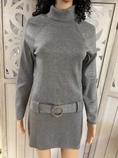 INC International Concepts Silver Metallic Sweater Mini Dress Size Large