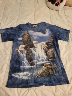 Vintage American Bald Eagles Flying Waterfall The Mountain Tie Dye Sz M T Shirt