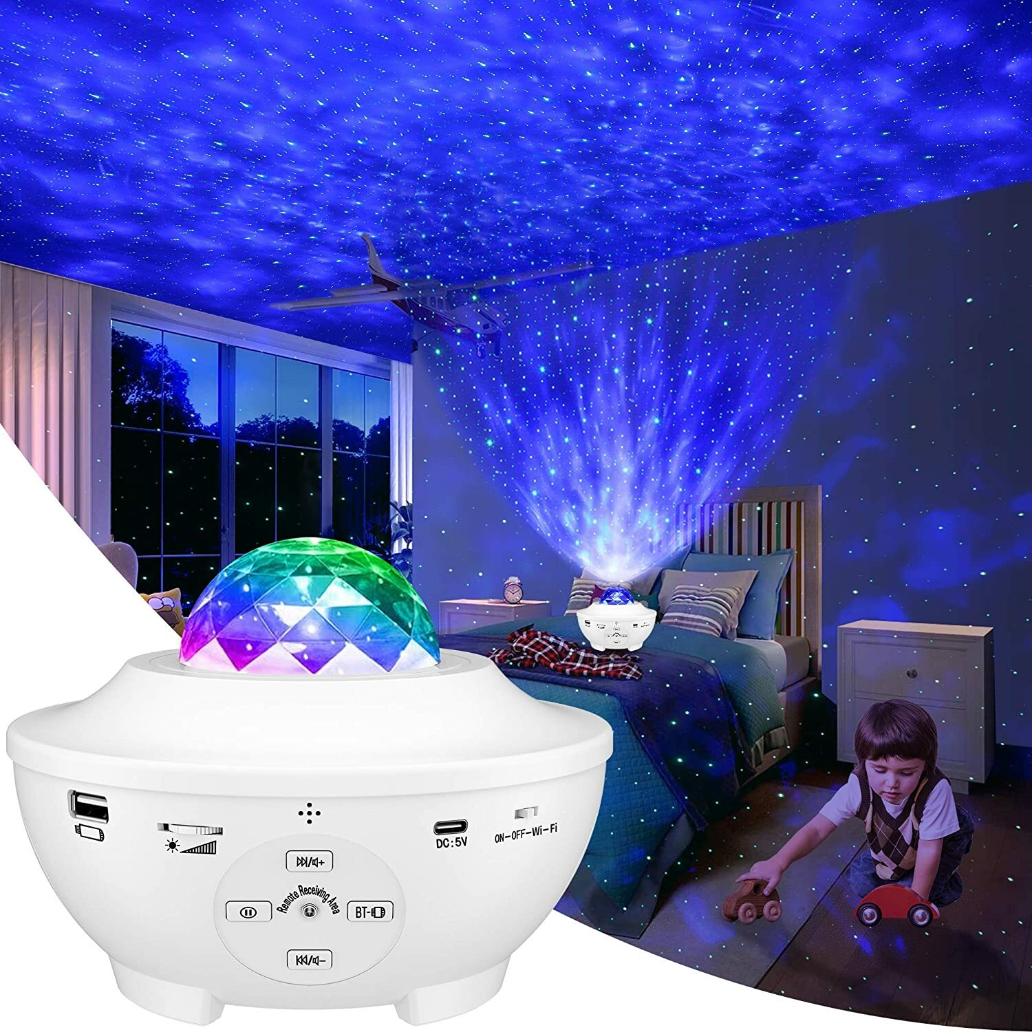 Star Projector  LED Nebula Cloud, night light, remote control, Bluetooth speaker-image