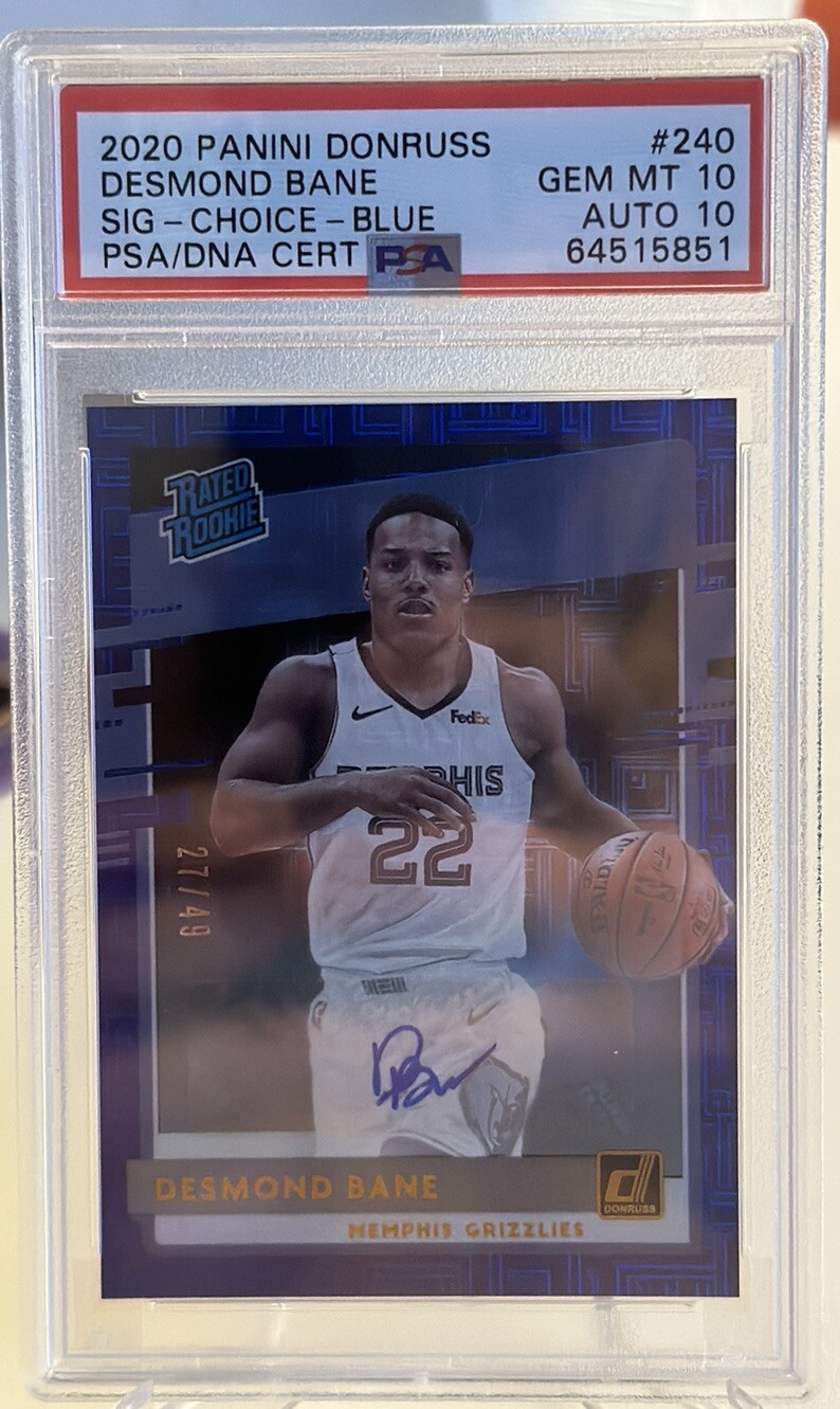 2020-2021 Panini Donruss Desmond Bane #240 Rated Rookie Blue Choice AUTO 27/49