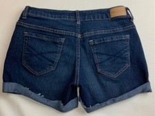 Aeropostale Jean Shorts Women Juniors Size 00 MIDI Dark Wash Cuffed