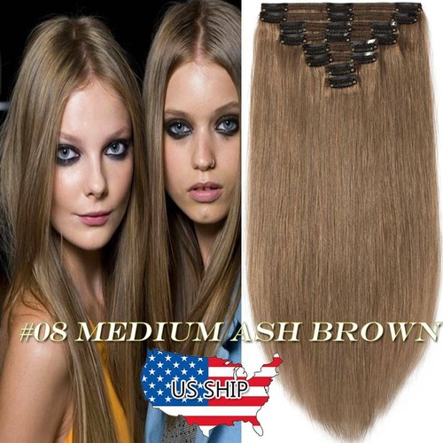 Russian Remy Thick Double Weft Clip In Real Human Hair Extensions Full Head 200G - Picture 51 of 121