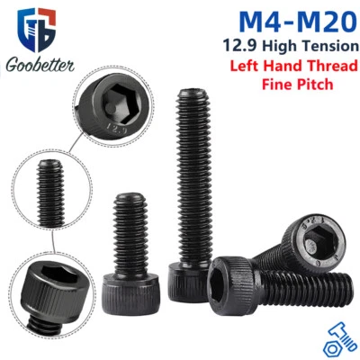 GOO BETTER Left Hand Thread Fine Pitch Socket Cap Screw M4 M5M6M8M10M12M14M16M20 Allen Bolt
