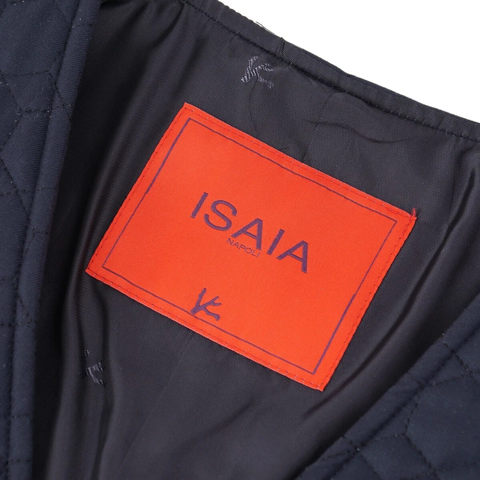 Isaia темно-синий геометрический выстеганный технический шерсти изолированный жилет M (Eu 50) новый с Ярлыками - Изображение 4 из 4