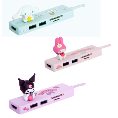 Royche Sanrio Smart 5 in 1 C-Type Figure Multi Hub Cinnamoroll Kuromi My Melody