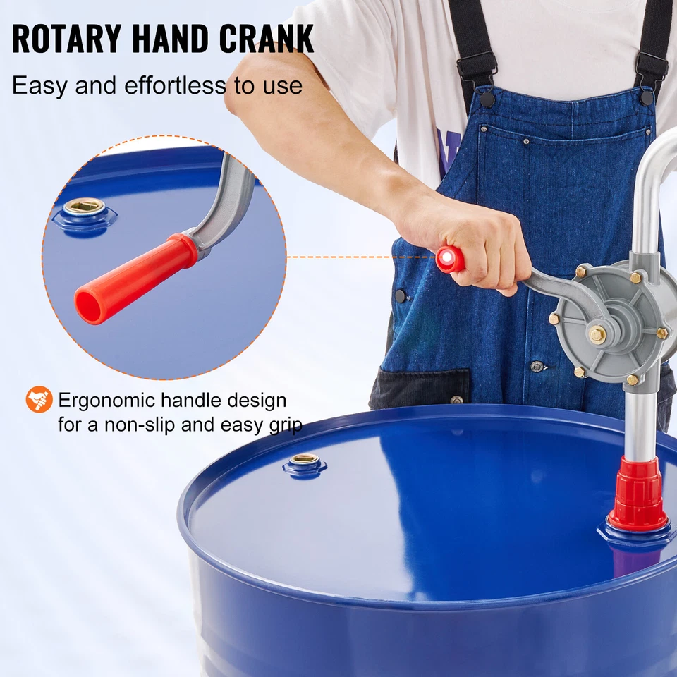 Bomba de tambor, flujo de 6 GPM, bomba de barril rotativo manivela se adapta a tambores de 5 a 55 galones  Foto 4 de 4