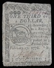 1776 1/3 Of A Dollar Fugio Note Continental Colonial Currency ~ Us Paper Money