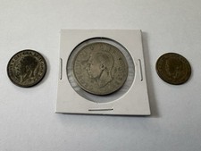 Antique Great Britain Coin Lot Of 3 1939 Half Crown 1928 1 Shilling 1930 6 Pence