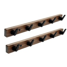 2 Pack Coat Hooks Wall Mount, 16.5" Wall Mounted Coat Rack with 5 Aluminum Ho...