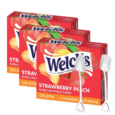 Welch's Gelatin Mix 3.99 oz 3-Pack (Strawberry Peach) w/ Shovel Spoon