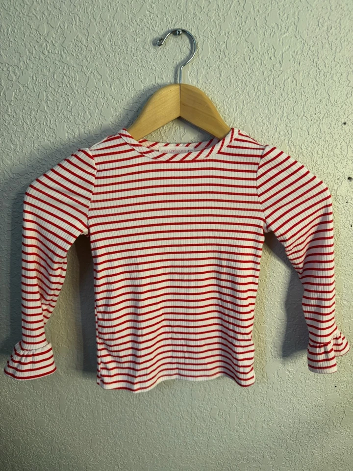 young Hearts Girls 2pice Dress Reindeer Strips Toddler Size 4T - Image 3 of 4