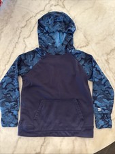 All In Motion Hoodie Boys Small 6/7 Blue Sweatshirt Thumbhole Tech Fleece
