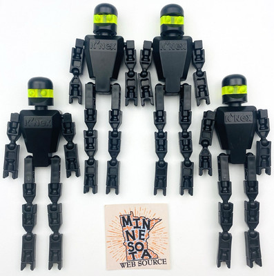 (4) K NEX Action Figures   Black Robot Men   USED OEM   Standard
