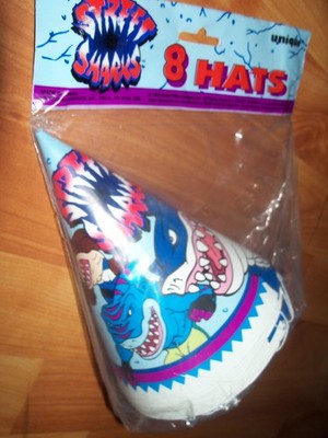 One 8 Pack  1995 Street Sharks Party Hats Party Supplies Multi-color NOS