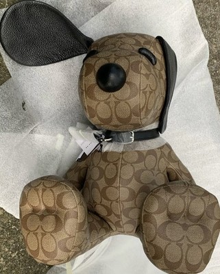 Coach X Peanuts Snoopy Collectible Signature Monogram Brown Plush Leather Doll