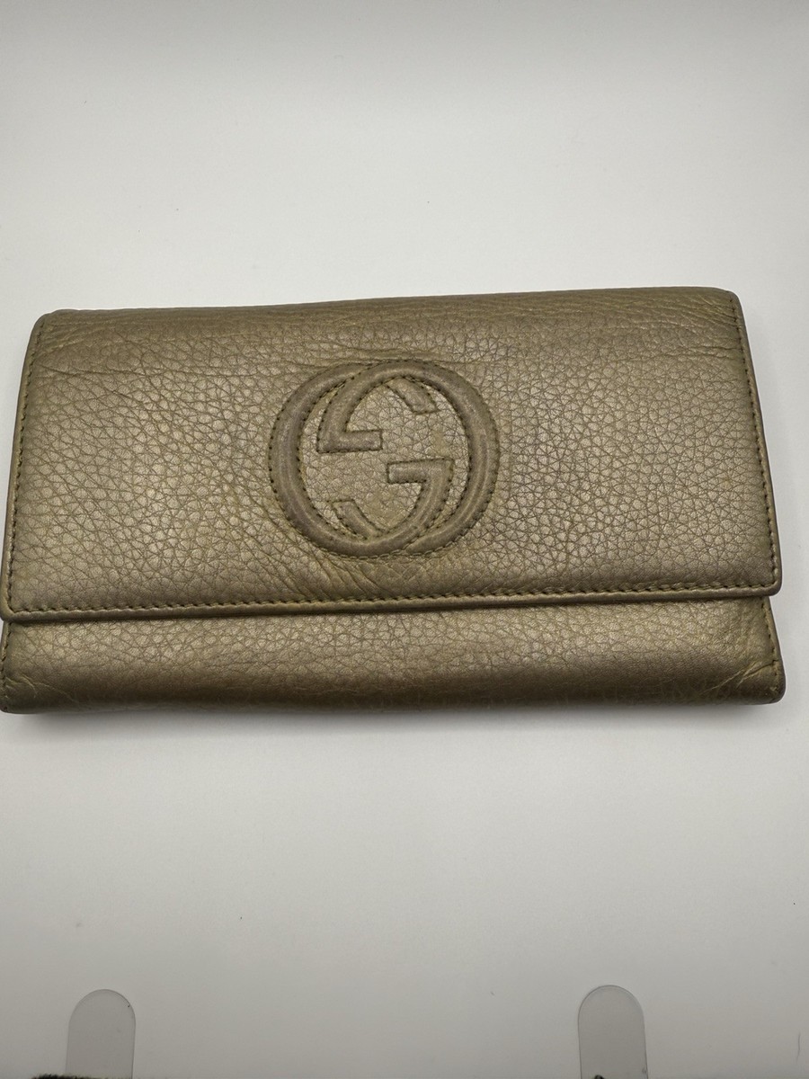 GUCCI Soho Interlocking G Gold Leather Soho Snap Closure Long