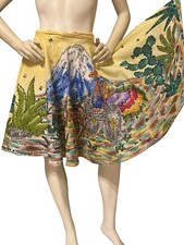 VTG 1950s Mexican Circle Skirt Donkey Carreta Peasant Agave Hand Painted XS/S
