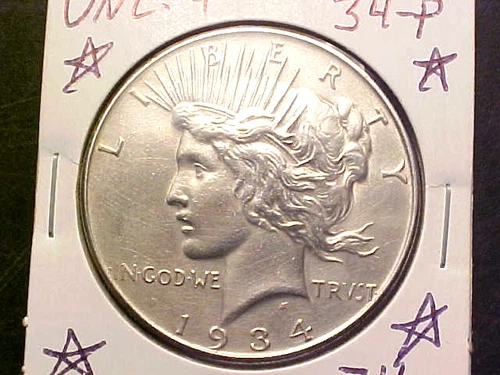 1934-P Peace Dollar — photo from the most recent tracked eBay sale