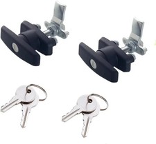 2PCS T Handle Latch Lock Keyed Alike Black Coated Compatible with
