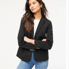 J. Crew Women's Two-Button Blazer Jacket Long Sleeve Black Size 8 Petite NWT