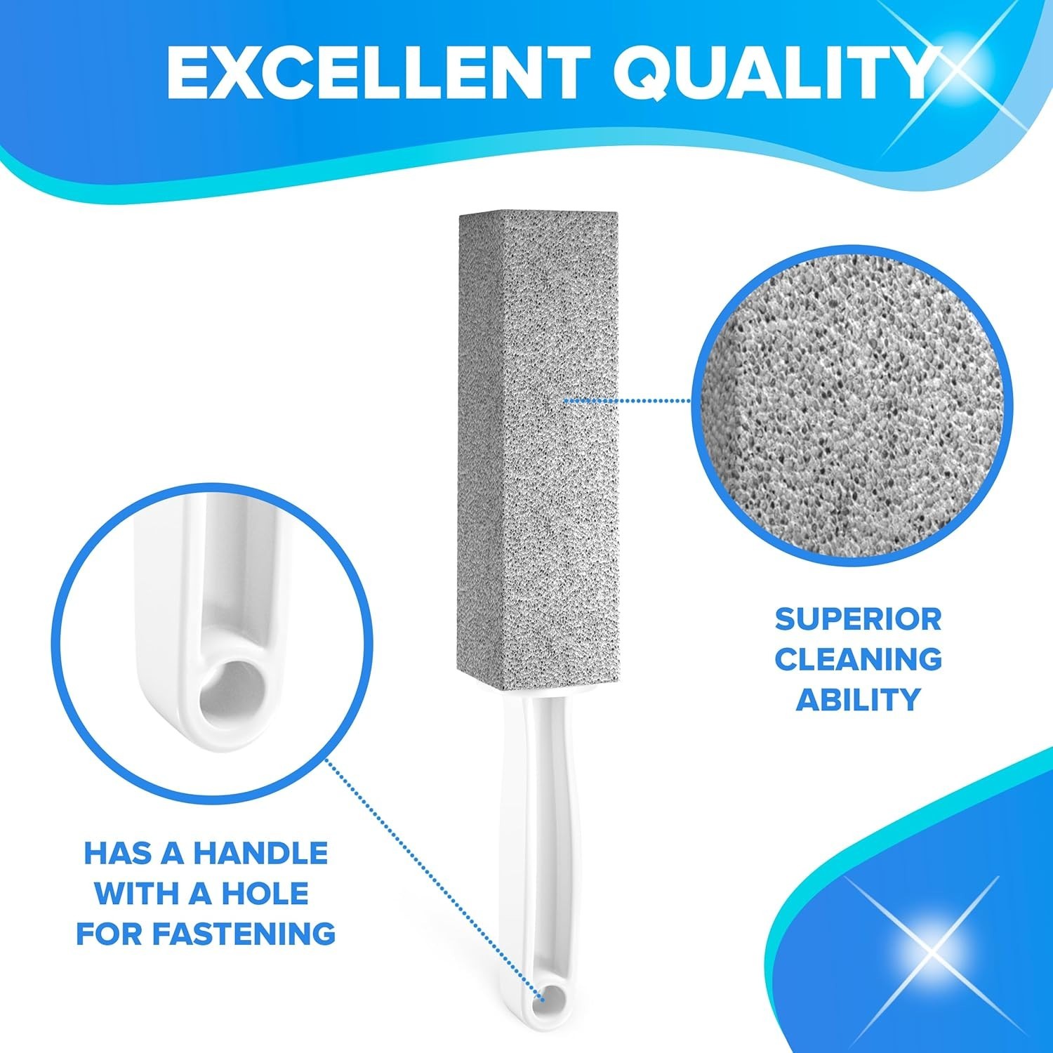 Pumice Cleaning Stone with Handle 4 Pack Toilet Bowl Hard Water Stain Remover