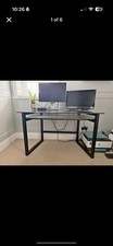 John Lewis Trapeze Computer Desk Glass Top Metal Frame Black/Clear 125x65