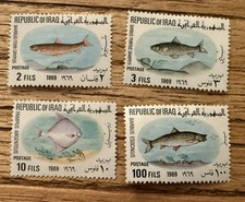 Irak, Republic of Iraq, 4 Timbres Neufs MLH 1969 Série Poisson, Set Fish