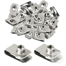 40 Packs 1/4" - 20 Stainless Steel Regular Extruded U Nuts, U Style Clip-on Nut