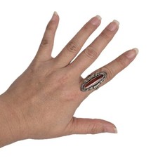 925 Sterling Silver Carnelian Orange Southwestern Native Ring Ring Size 8