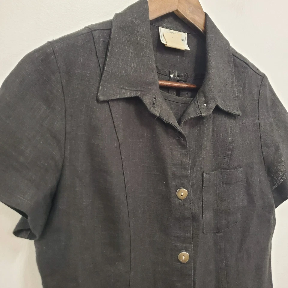 Conjunto de Vestido Midi De Colección Studio Ease Minimalista Lino Talla 10 Pequeño Modesto Neutro Foto 3 de 4