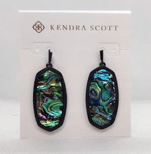 New Kendra Scott Elle Drop Gunmetal Earrings In Abalone Shell