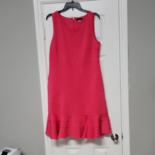 Tommy Hilfiger Pink Fit & Flare Dress 14 Ruffle Hem Knee Sleeveless NWOT