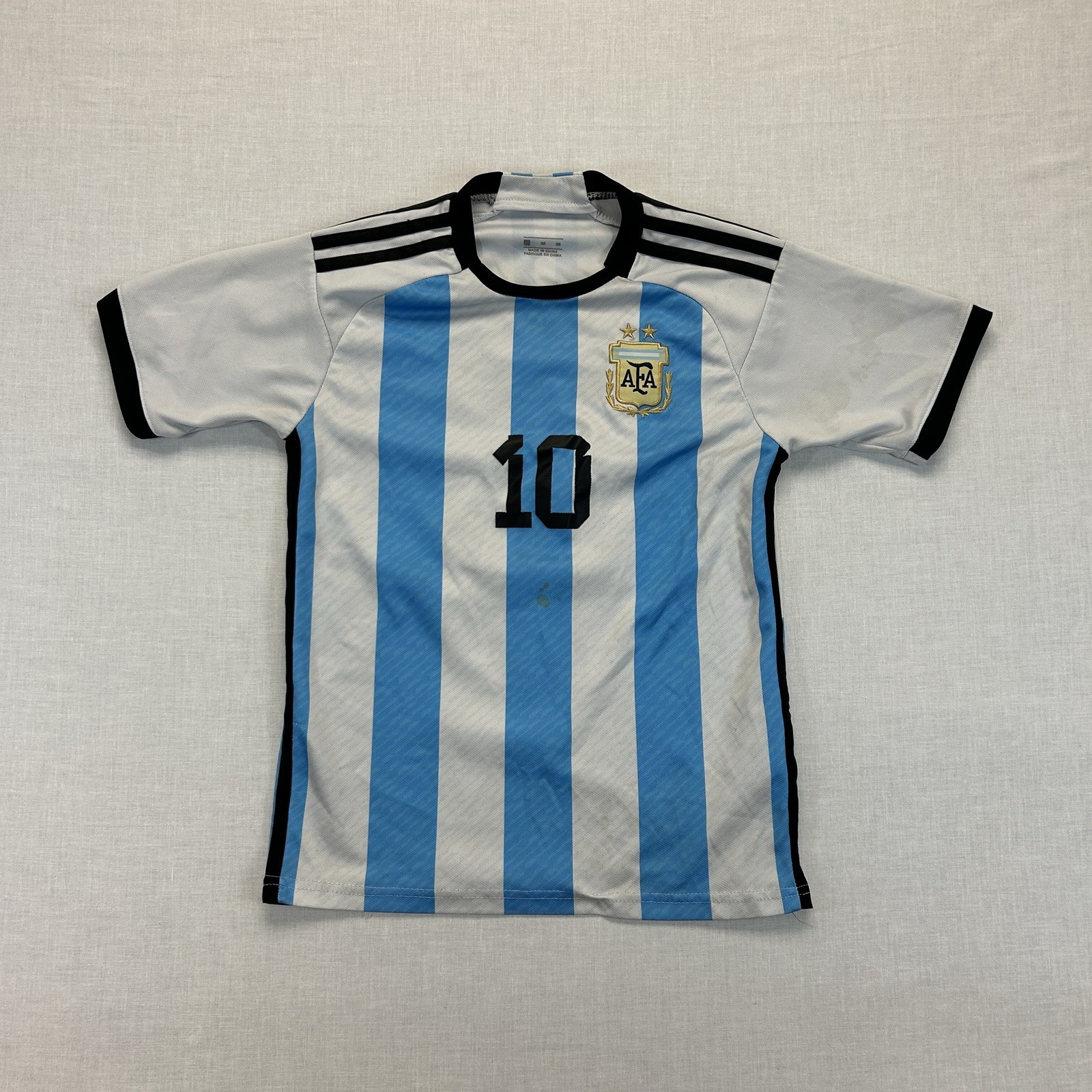 Messi #10 Argentina Soccer Jersey Boys Small Blue White Football Shirt Futball