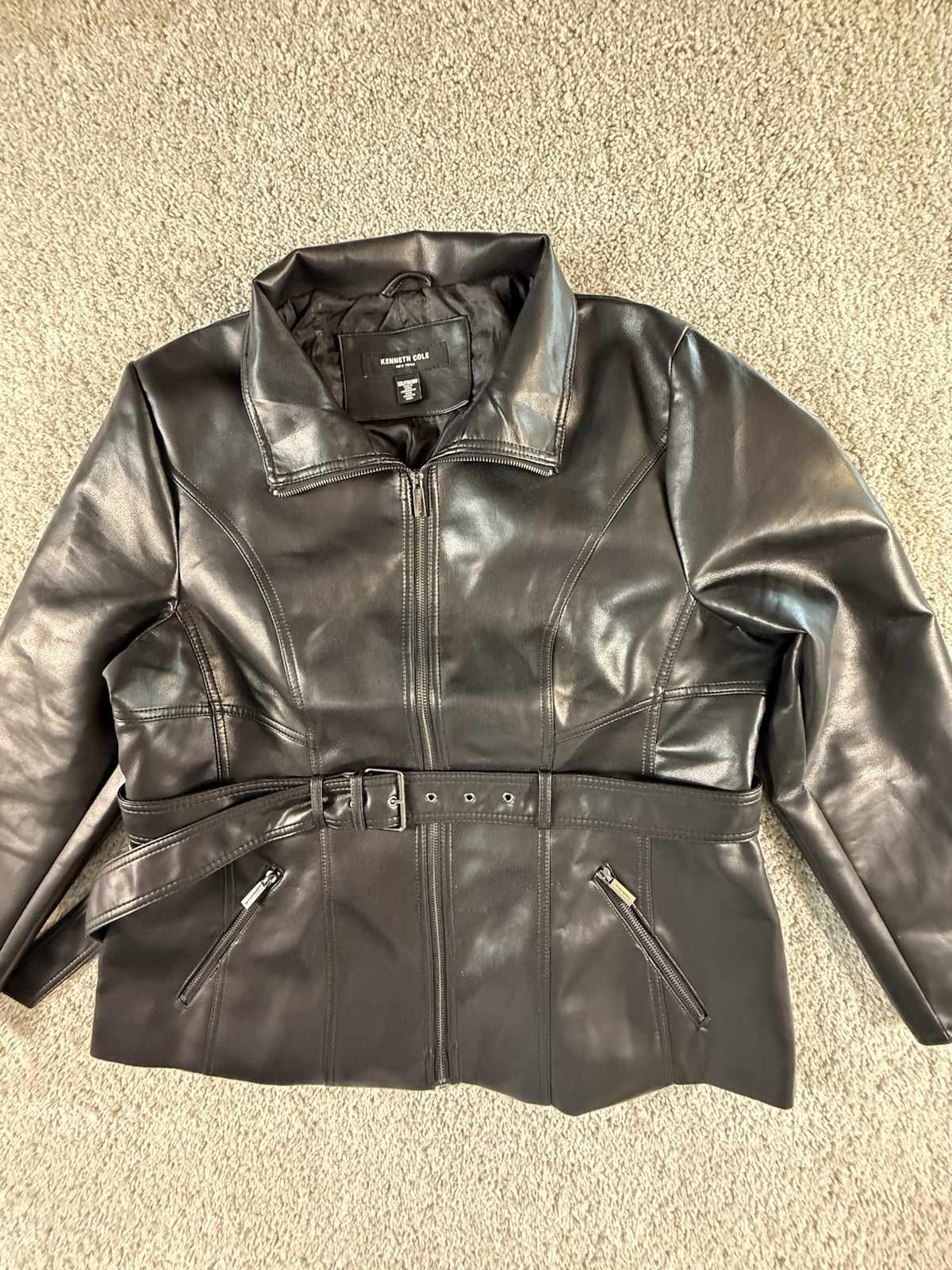 Kenneth Cole Men’s Poly Jacket Size XXL Black Belted NWOT