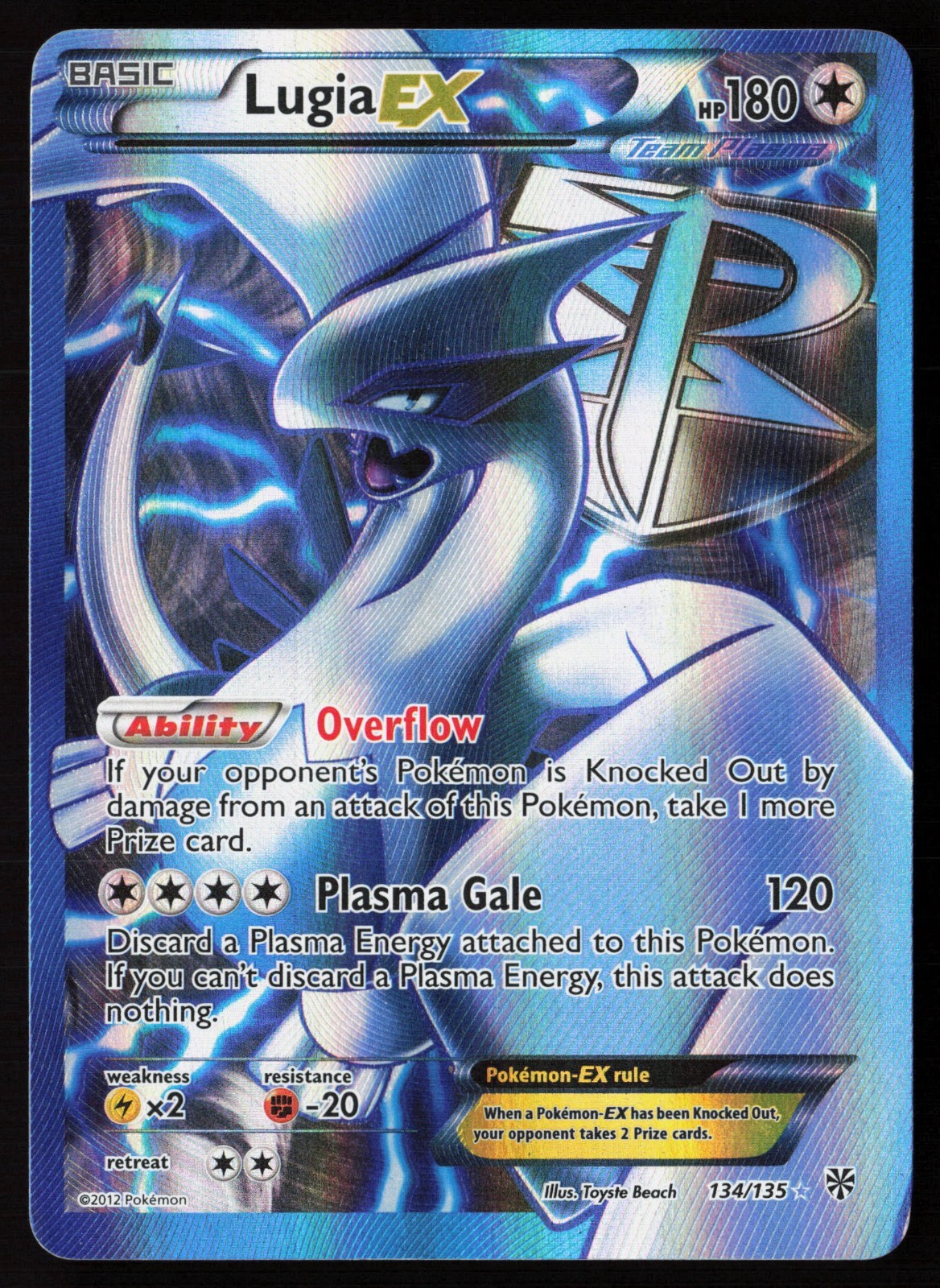 2012 Pokemon Plasma Storm Lugia EX FA Full Art 134/135 NM to Mint