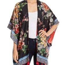 Johnny Was Leila Kimono Silk Reversible Boho Tassels Flowy see msrmts B34