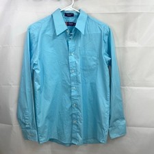 CHAPS youth boy's light blue collared button down front dress shirt long sleeve