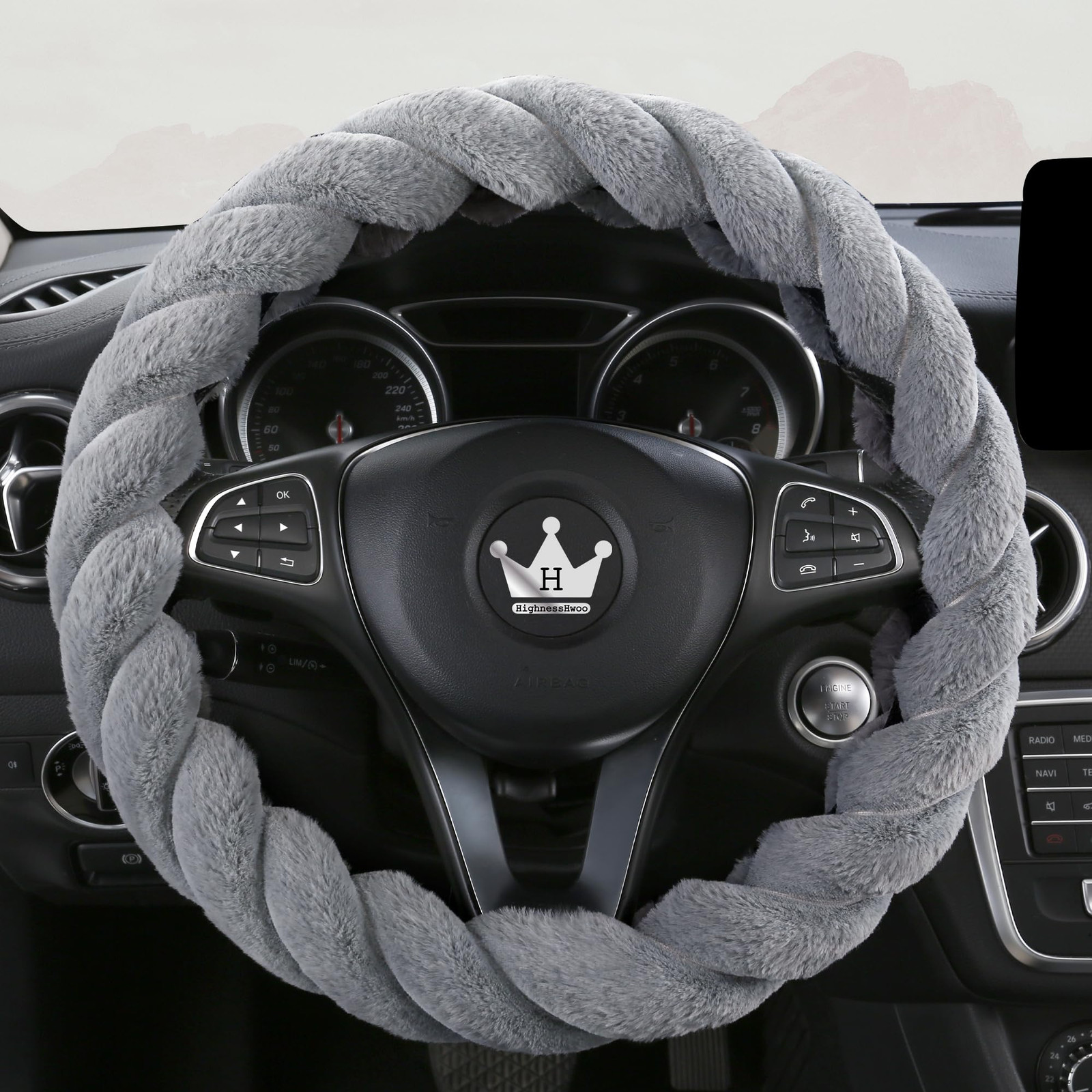 HighnessHwoo Coprivolante invernale per auto da donna, morbido e caldo, in morbi - 1