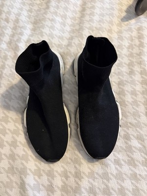 Balenciaga Speed Trainer Sneakers Black White Logo Sole Sock Shoes EU 40 US 9