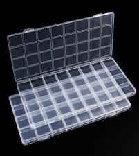 2 Pack 32 Grids Bead Organizer Box Transparent Jewelry Storage 10.2x5.1x0.7 Inch