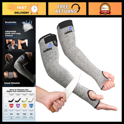 Cut Resistant Arm Sleeves with Thumb Hole - Protects Against Bruising & Bites, I