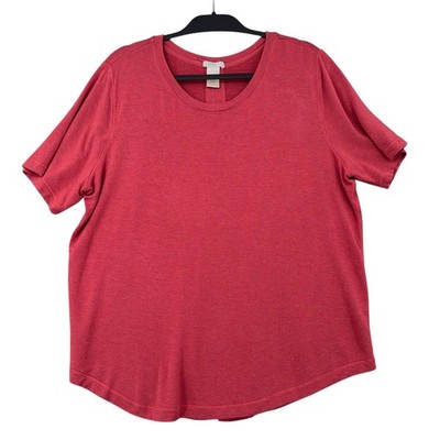 Matty M Womens XXL Red Heathered Short Sleeve Crew Neck Split Back Top MK7800